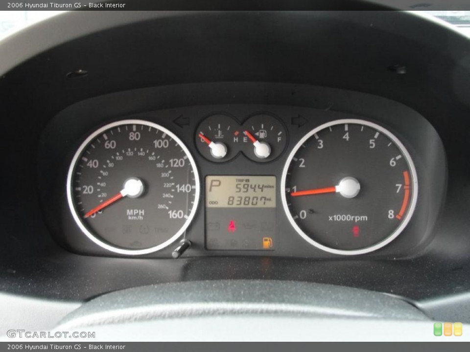 Black Interior Gauges for the 2006 Hyundai Tiburon GS #45877908