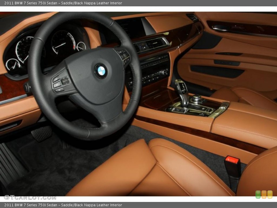Saddle/Black Nappa Leather Interior Photo for the 2011 BMW 7 Series 750i Sedan #45895314