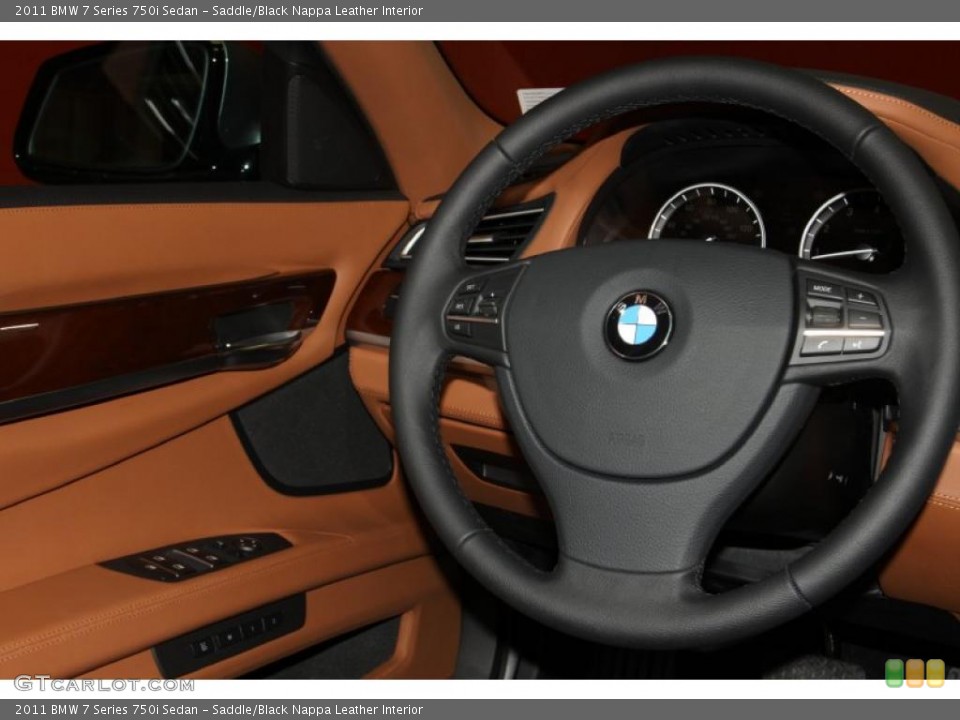 Saddle/Black Nappa Leather Interior Steering Wheel for the 2011 BMW 7 Series 750i Sedan #45895320