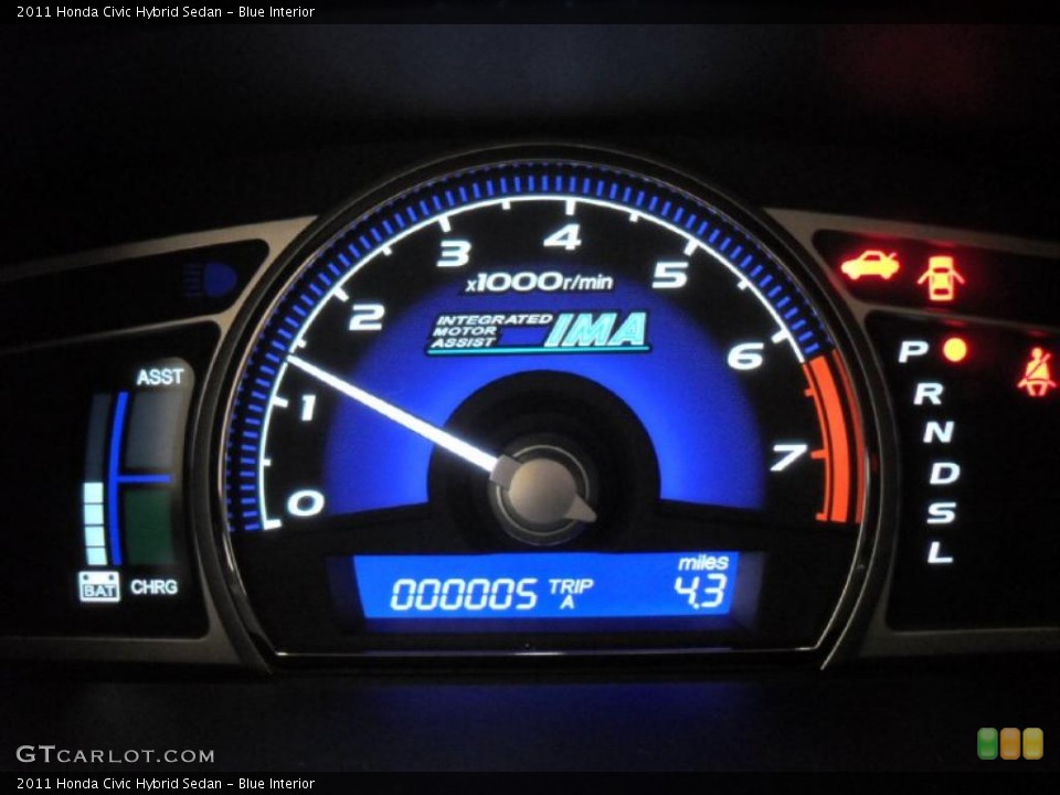 Blue Interior Gauges for the 2011 Honda Civic Hybrid Sedan #45925996