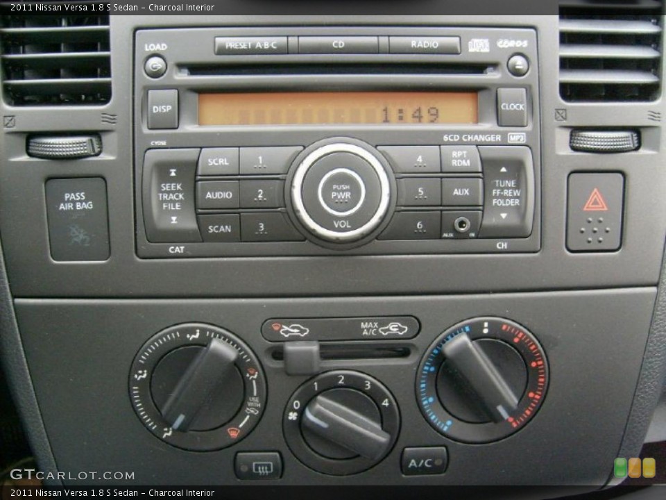 Charcoal Interior Controls for the 2011 Nissan Versa 1.8 S Sedan #45929068