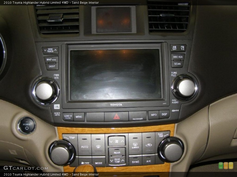 Sand Beige Interior Controls for the 2010 Toyota Highlander Hybrid Limited 4WD #45935994