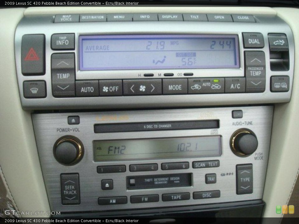 Ecru/Black Interior Controls for the 2009 Lexus SC 430 Pebble Beach Edition Convertible #45949824
