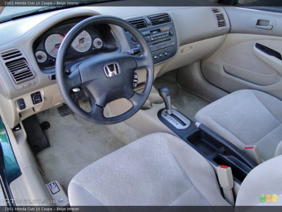 Beige Interior Prime Interior for the 2001 Honda Civic LX Coupe #45987860