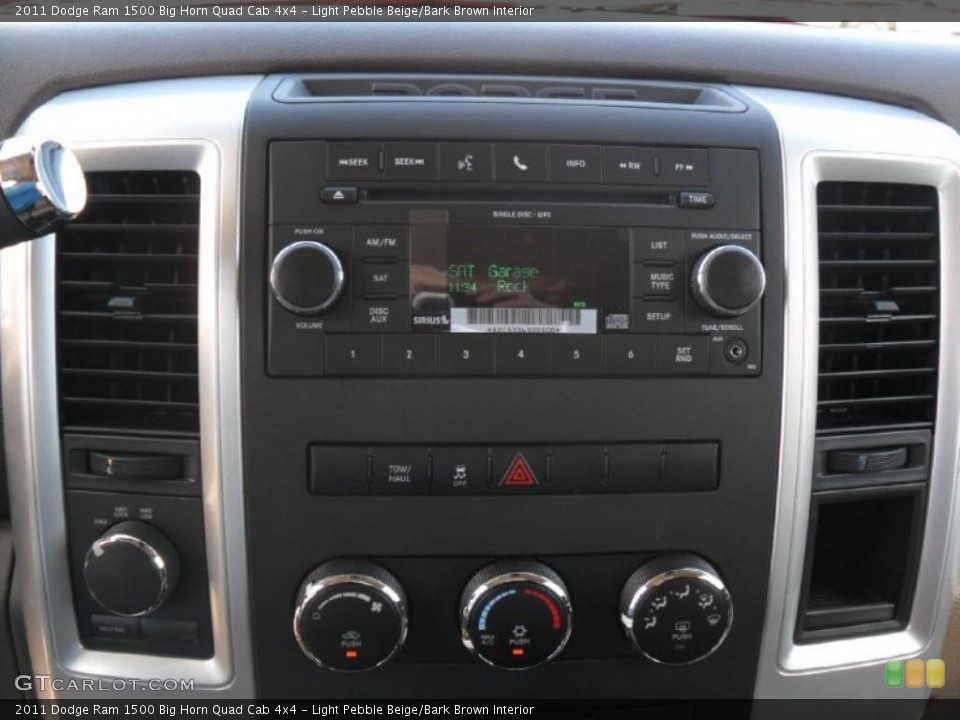 Light Pebble Beige/Bark Brown Interior Controls for the 2011 Dodge Ram 1500 Big Horn Quad Cab 4x4 #45989138