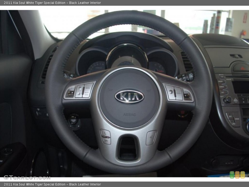 Black Leather Interior Steering Wheel for the 2011 Kia Soul White Tiger Special Edition #46005217