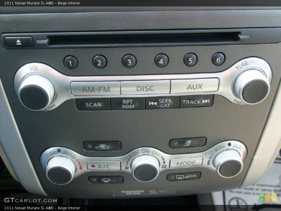 Beige Interior Controls for the 2011 Nissan Murano SL AWD #46023199