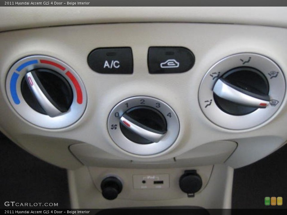 Beige Interior Controls for the 2011 Hyundai Accent GLS 4 Door #46034706