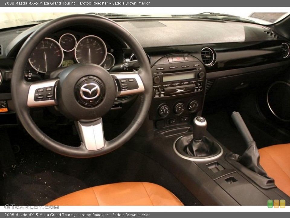 Saddle Brown Interior Dashboard for the 2008 Mazda MX-5 Miata Grand Touring Hardtop Roadster #46065015