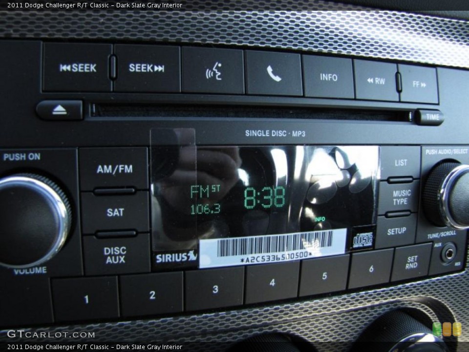 Dark Slate Gray Interior Controls for the 2011 Dodge Challenger R/T Classic #46121400