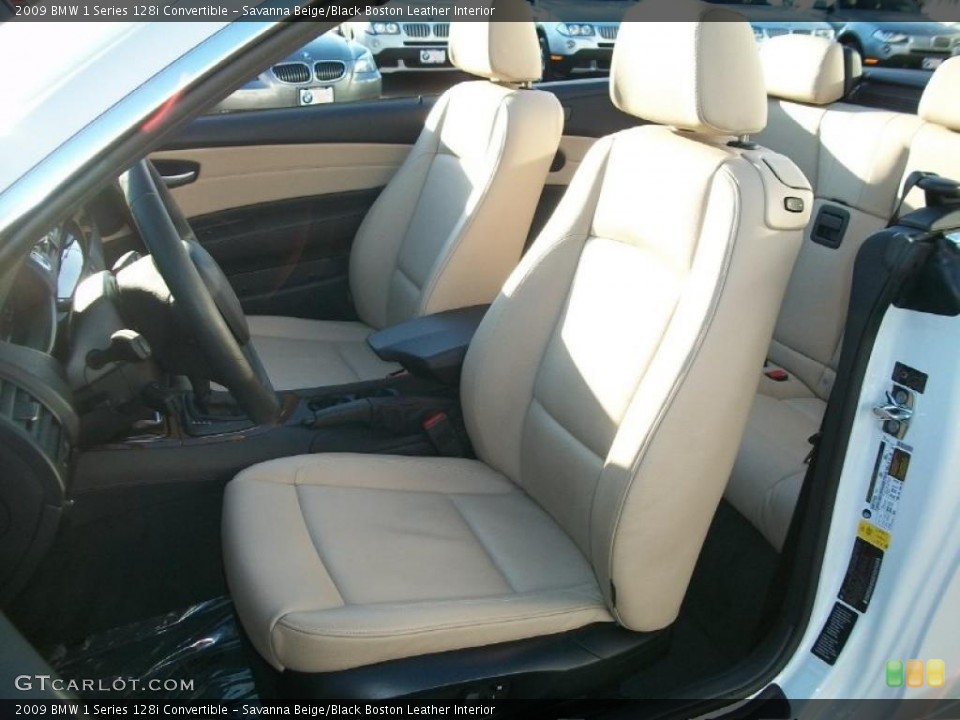 Savanna Beige/Black Boston Leather Interior Photo for the 2009 BMW 1 Series 128i Convertible #46240119