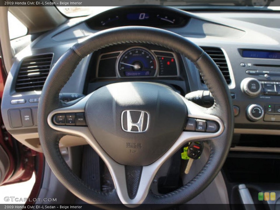 Beige Interior Steering Wheel for the 2009 Honda Civic EX-L Sedan #46276716