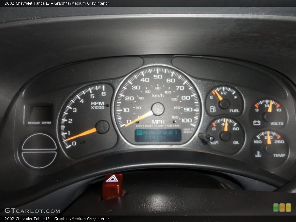Graphite/Medium Gray Interior Gauges for the 2002 Chevrolet Tahoe LS #46281606