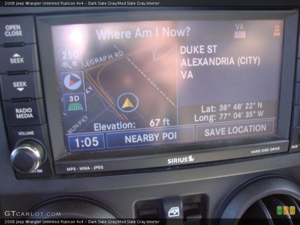 Dark Slate Gray/Med Slate Gray Interior Navigation for the 2008 Jeep Wrangler Unlimited Rubicon 4x4 #46308560