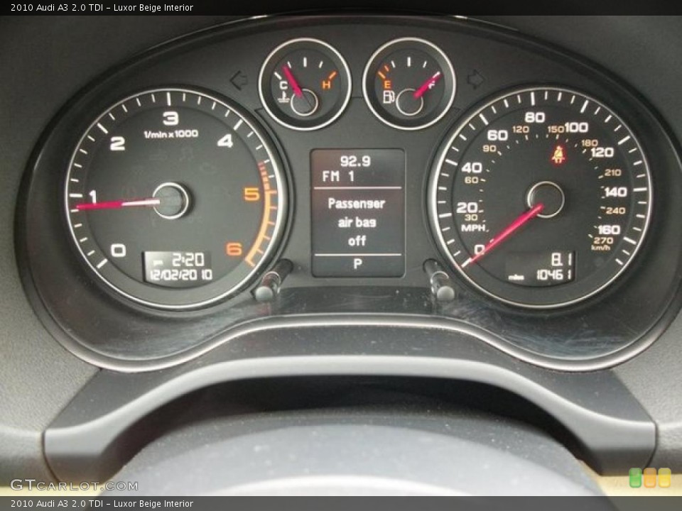Luxor Beige Interior Gauges for the 2010 Audi A3 2.0 TDI #46314107