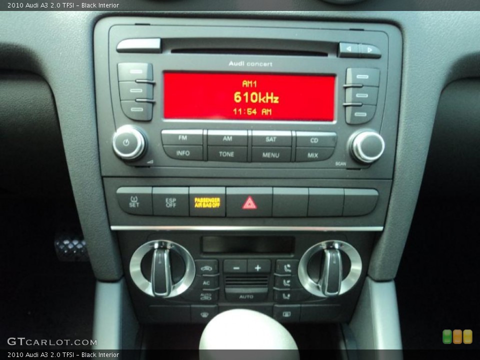 Black Interior Controls for the 2010 Audi A3 2.0 TFSI #46329336