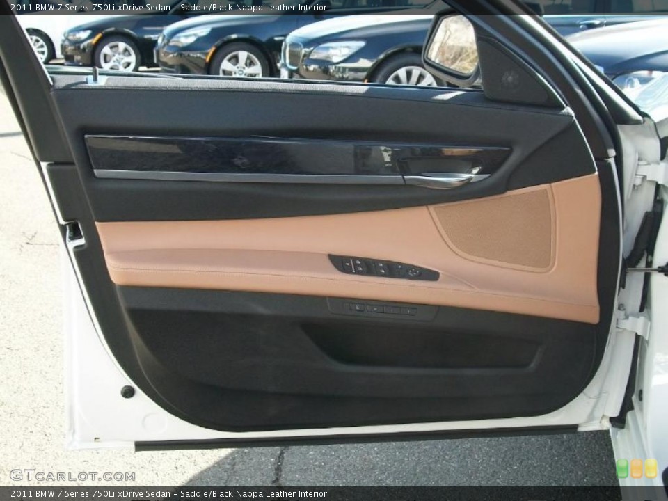 Saddle/Black Nappa Leather Interior Door Panel for the 2011 BMW 7 Series 750Li xDrive Sedan #46335123