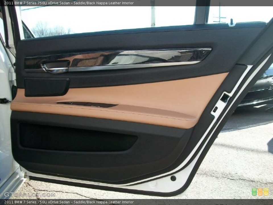 Saddle/Black Nappa Leather Interior Door Panel for the 2011 BMW 7 Series 750Li xDrive Sedan #46335261