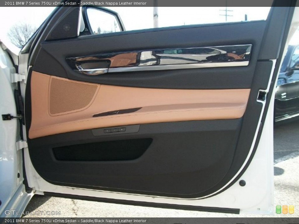 Saddle/Black Nappa Leather Interior Door Panel for the 2011 BMW 7 Series 750Li xDrive Sedan #46335288