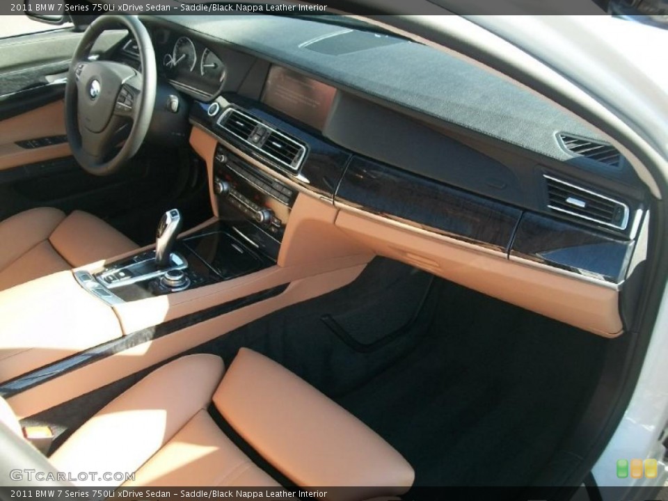 Saddle/Black Nappa Leather Interior Dashboard for the 2011 BMW 7 Series 750Li xDrive Sedan #46335297