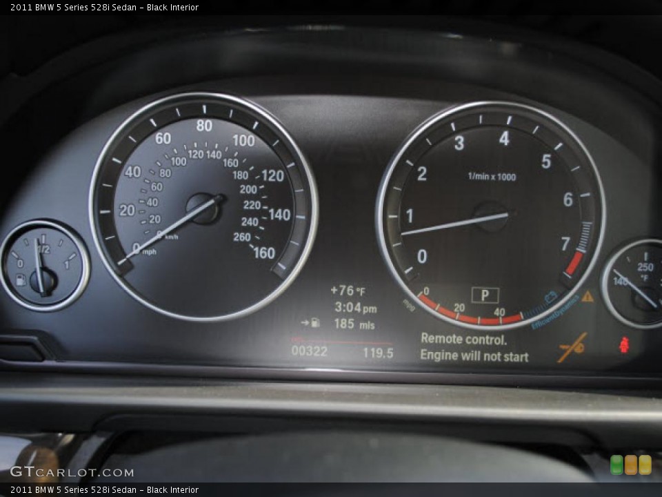 Black Interior Gauges for the 2011 BMW 5 Series 528i Sedan #46338324