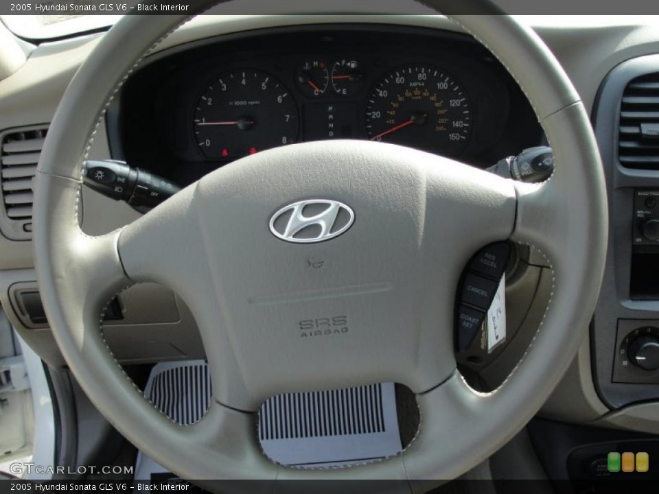 Black Interior Steering Wheel for the 2005 Hyundai Sonata GLS V6 #46352723