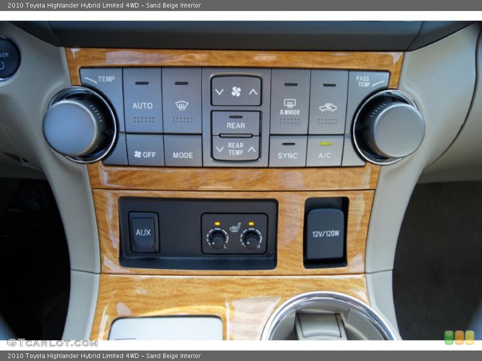 Sand Beige Interior Controls for the 2010 Toyota Highlander Hybrid Limited 4WD #46366395