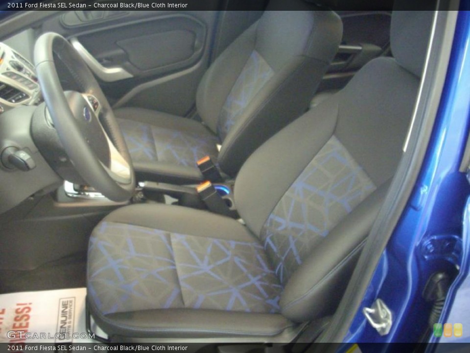 Charcoal Black/Blue Cloth Interior Photo for the 2011 Ford Fiesta SEL Sedan #46385781