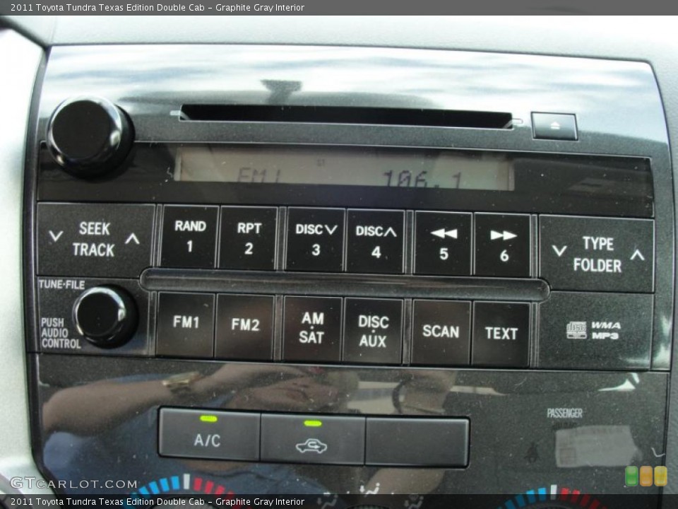 Graphite Gray Interior Controls for the 2011 Toyota Tundra Texas Edition Double Cab #46422330