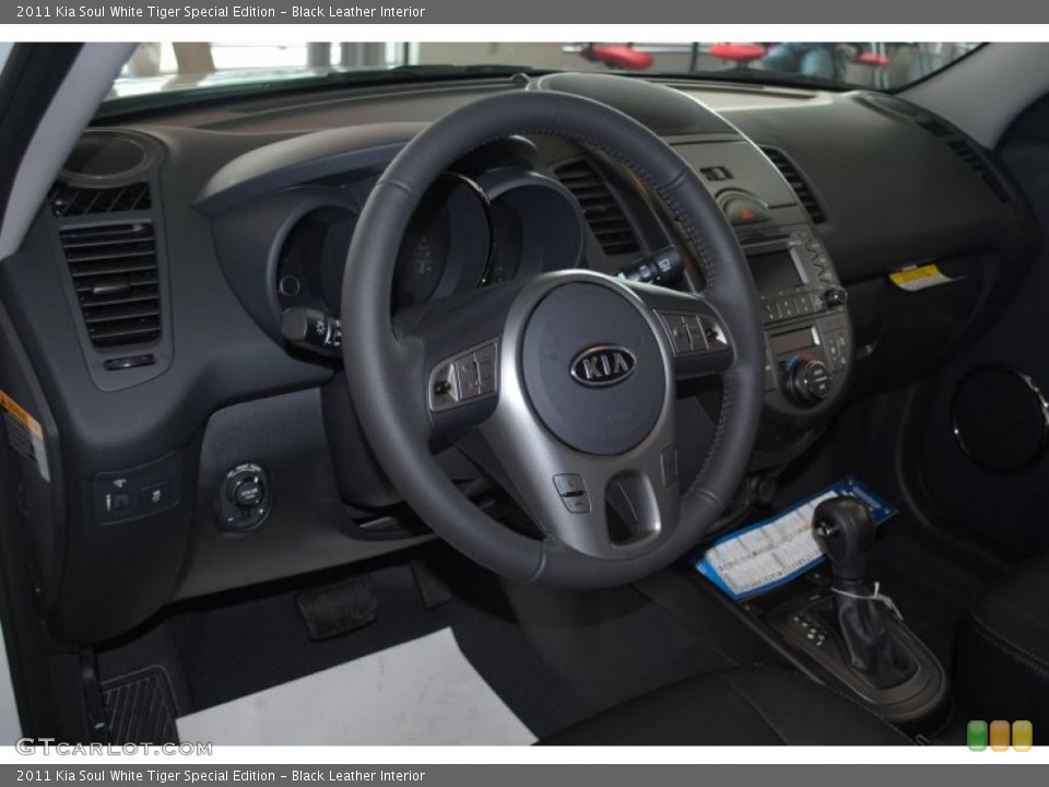 Black Leather Interior Steering Wheel for the 2011 Kia Soul White Tiger Special Edition #46422468