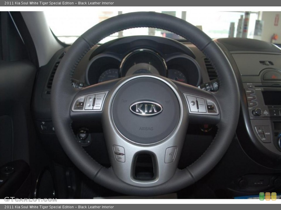 Black Leather Interior Steering Wheel for the 2011 Kia Soul White Tiger Special Edition #46422603