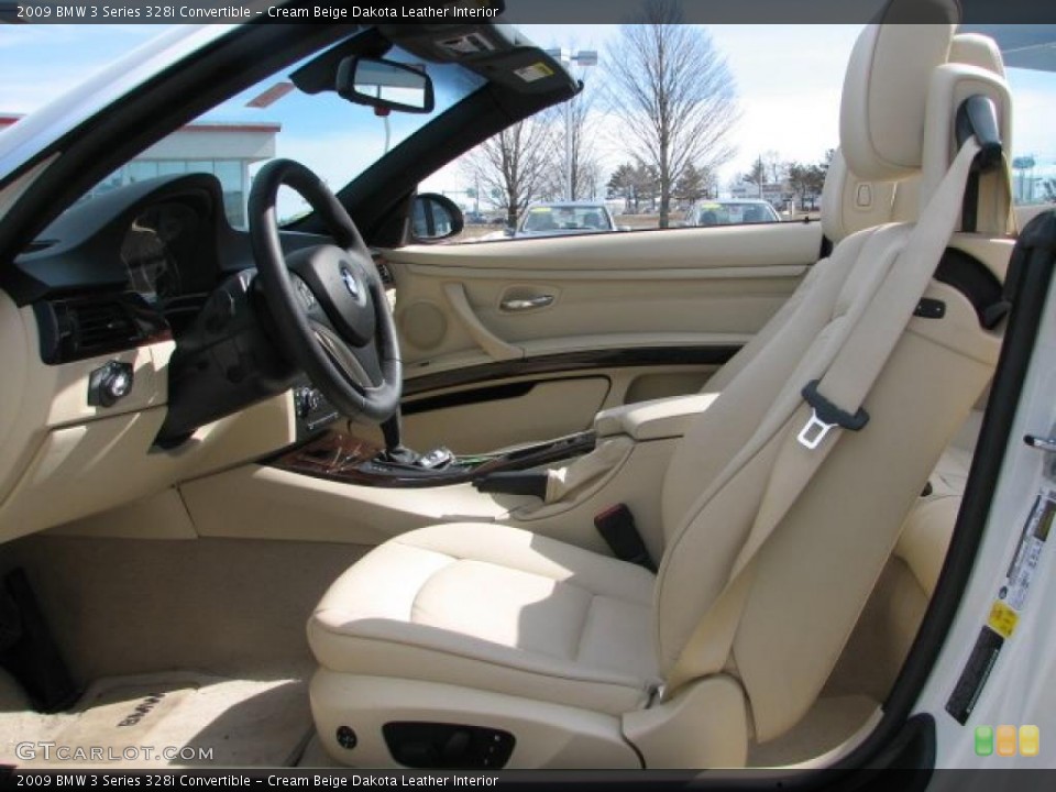 Cream Beige Dakota Leather Interior Photo for the 2009 BMW 3 Series 328i Convertible #46425063
