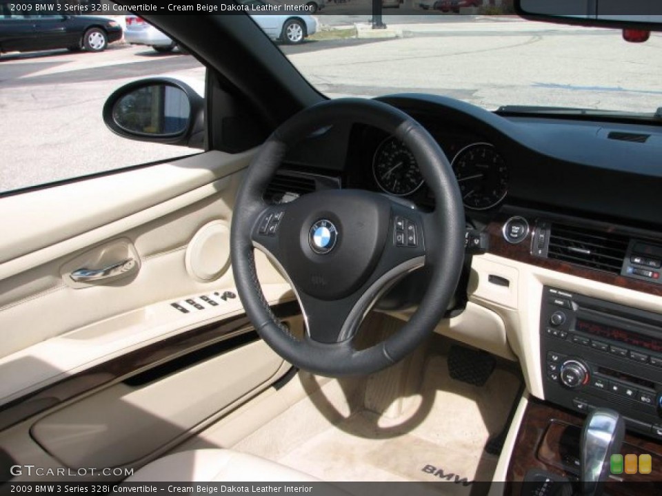 Cream Beige Dakota Leather Interior Steering Wheel for the 2009 BMW 3 Series 328i Convertible #46425156