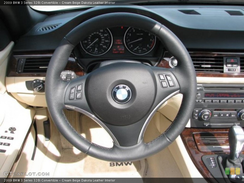 Cream Beige Dakota Leather Interior Steering Wheel for the 2009 BMW 3 Series 328i Convertible #46425192