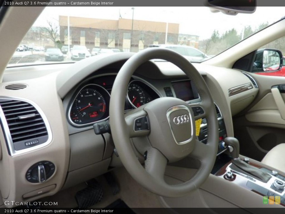 Cardamom Beige Interior Steering Wheel for the 2010 Audi Q7 3.6 Premium quattro #46434549