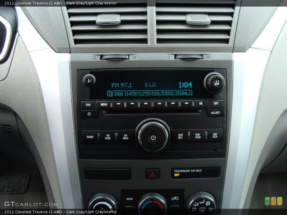 Dark Gray/Light Gray Interior Controls for the 2011 Chevrolet Traverse LS AWD #46473474