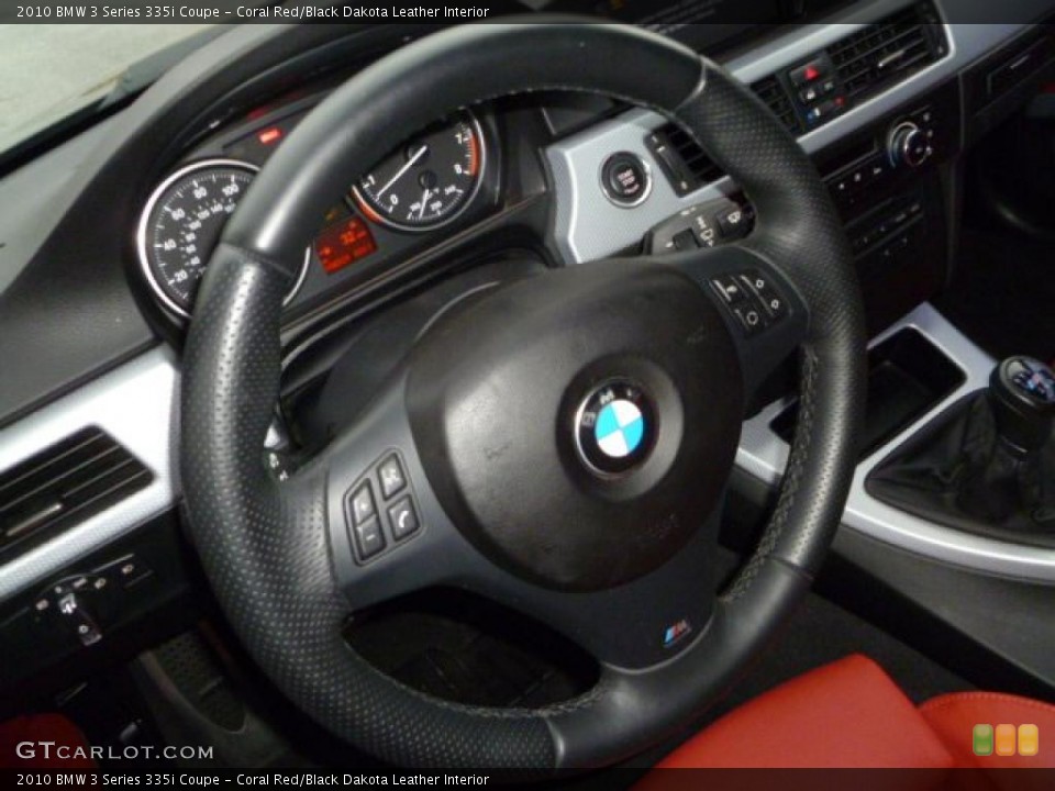 Coral Red/Black Dakota Leather Interior Steering Wheel for the 2010 BMW 3 Series 335i Coupe #46474902