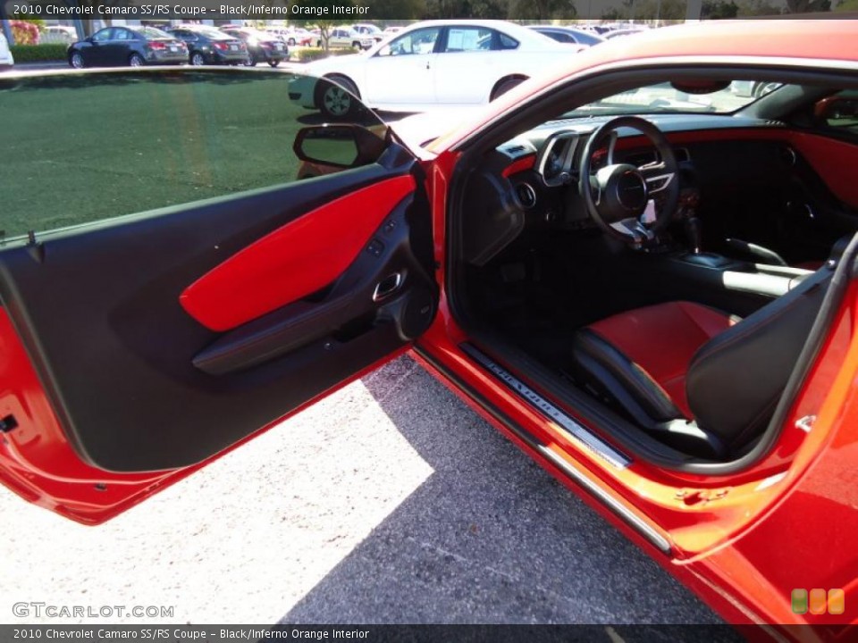 Black/Inferno Orange Interior Door Panel for the 2010 Chevrolet Camaro SS/RS Coupe #46496409