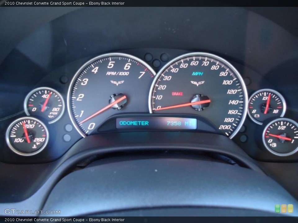 Ebony Black Interior Gauges for the 2010 Chevrolet Corvette Grand Sport Coupe #46512741