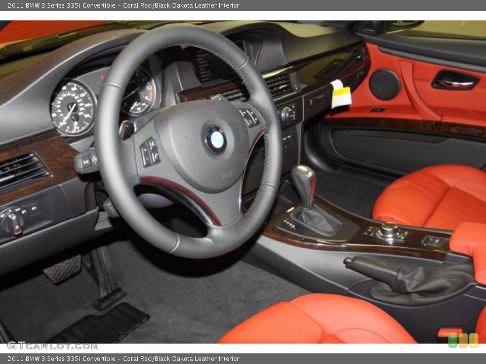 Coral Red/Black Dakota Leather Interior Prime Interior for the 2011 BMW 3 Series 335i Convertible #46518345
