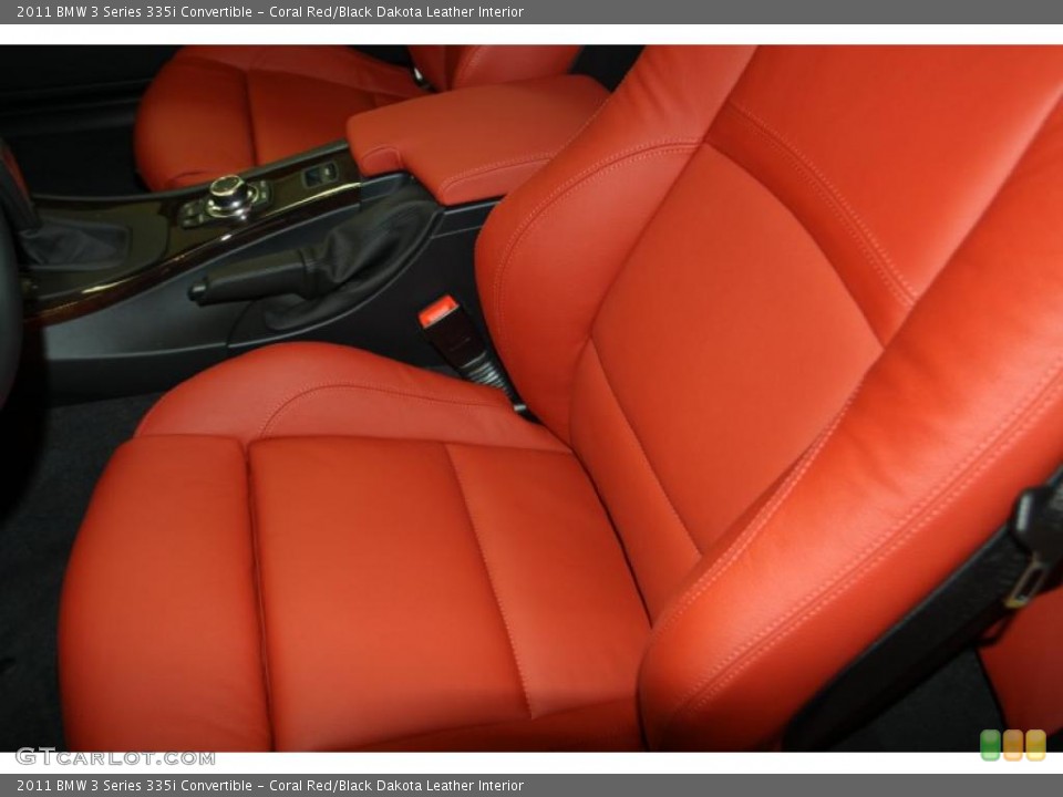 Coral Red/Black Dakota Leather Interior Photo for the 2011 BMW 3 Series 335i Convertible #46518360