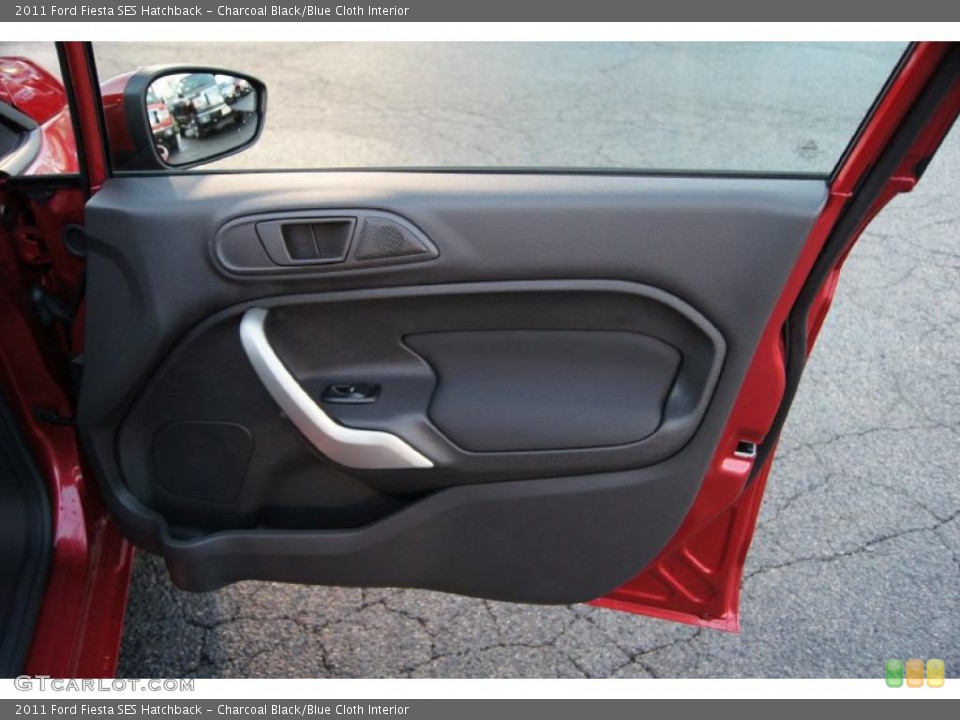 Charcoal Black/Blue Cloth Interior Door Panel for the 2011 Ford Fiesta SES Hatchback #46521717