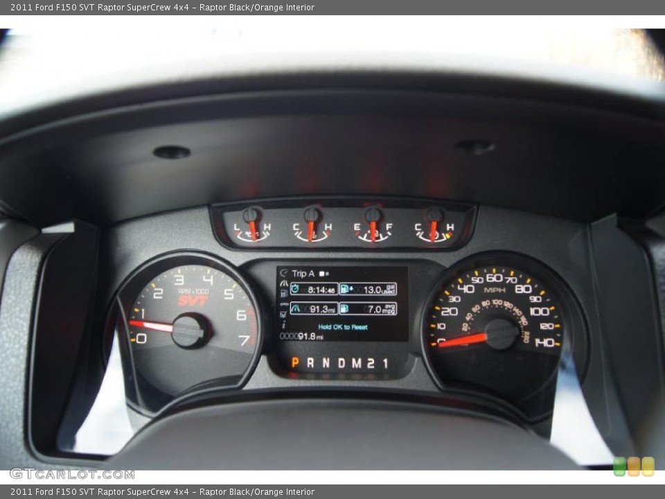 Raptor Black/Orange Interior Gauges for the 2011 Ford F150 SVT Raptor SuperCrew 4x4 #46522353