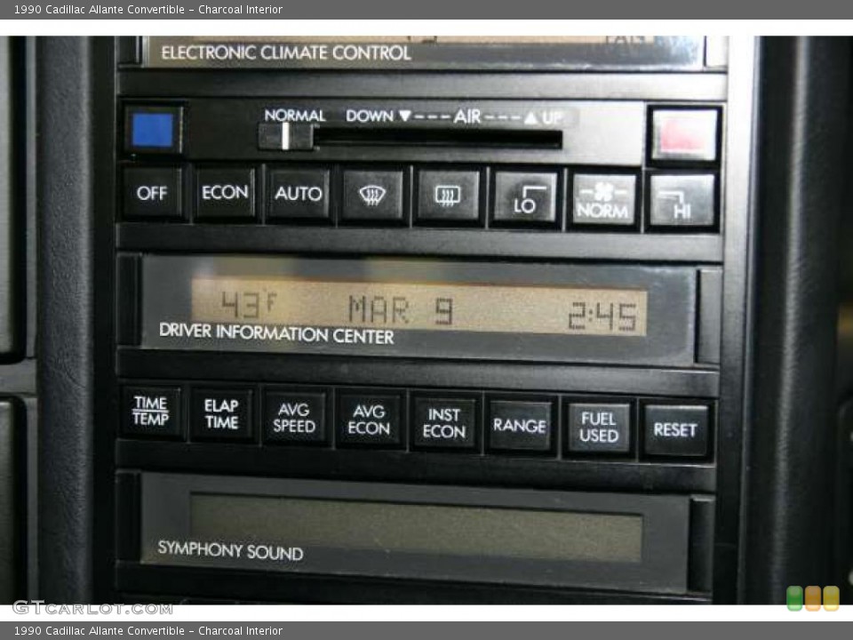 Charcoal Interior Controls for the 1990 Cadillac Allante Convertible #46533213