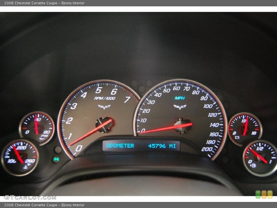 Ebony Interior Gauges for the 2008 Chevrolet Corvette Coupe #46534884