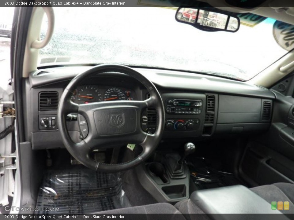 Dark Slate Gray Interior Dashboard for the 2003 Dodge Dakota Sport Quad Cab 4x4 #46555658