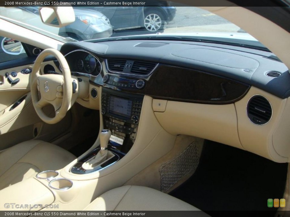 Cashmere Beige Interior Dashboard for the 2008 Mercedes-Benz CLS 550 Diamond White Edition #46564750
