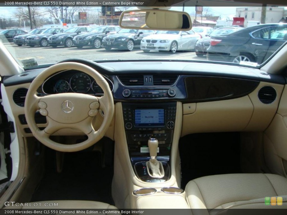 Cashmere Beige Interior Dashboard for the 2008 Mercedes-Benz CLS 550 Diamond White Edition #46565161