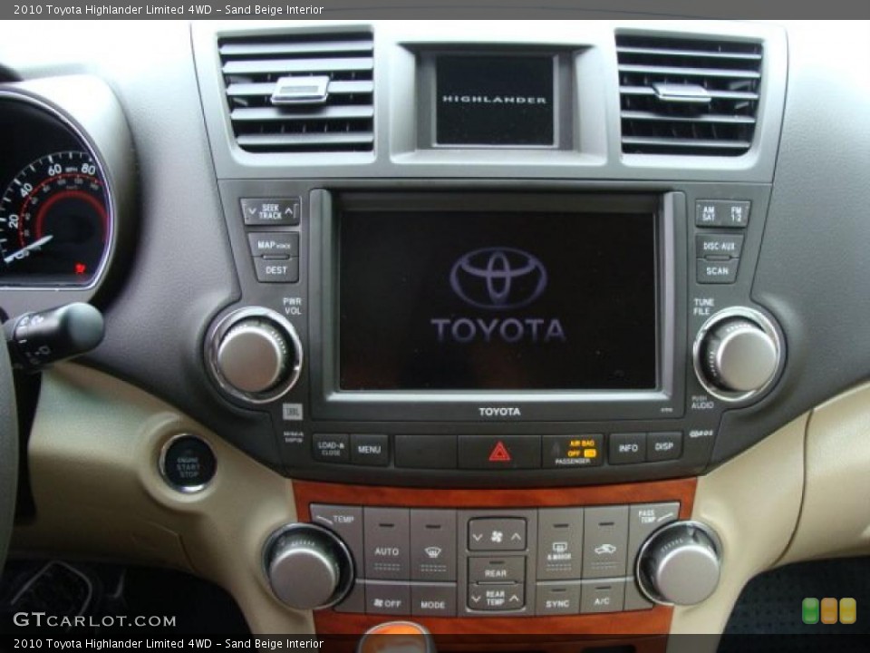 Sand Beige Interior Controls for the 2010 Toyota Highlander Limited 4WD #46589736