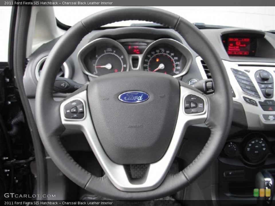 Charcoal Black Leather Interior Steering Wheel for the 2011 Ford Fiesta SES Hatchback #46620556